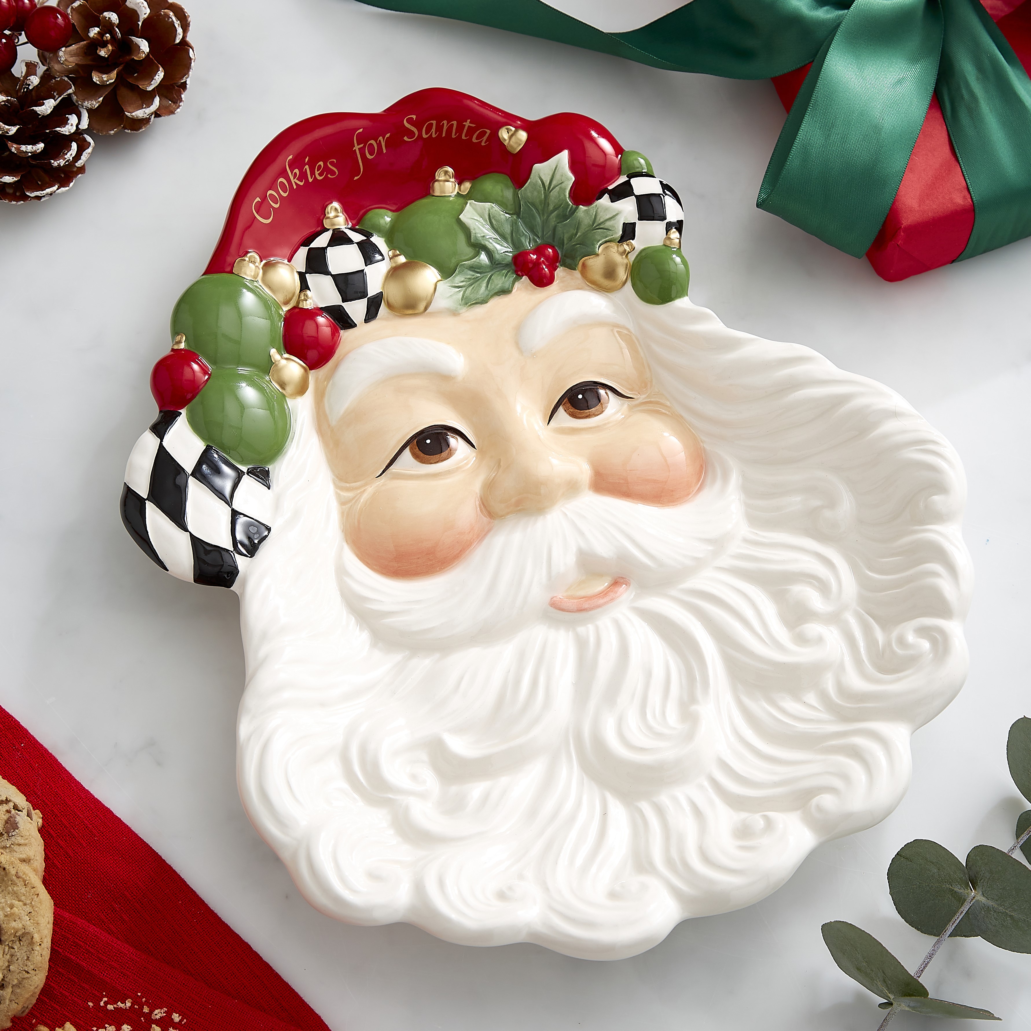 Christmas Tree Black and White Cookies For Santa Plate image number null